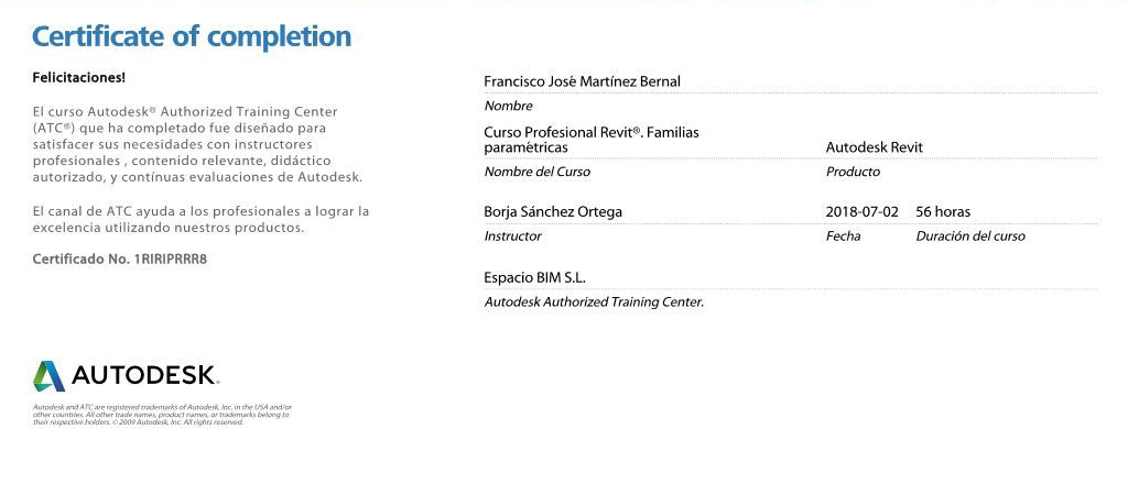 Certificado Familias